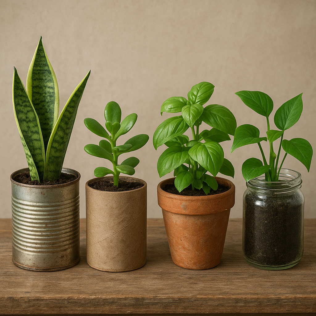 Jakie rośliny najlepiej rosną w doniczkach z recyklingu.